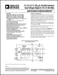 AD5332 datasheet: +2.5V to 5.5V, 230µA Dual Rail-to-Rail Voltage Output 8-Bit DAC with Parallel Interface in 20-lead TSSOP AD5332