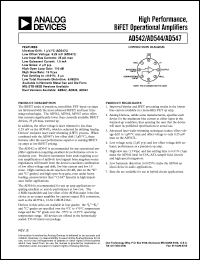 AD542 datasheet: High Performance, BiFET Operational Amplifiers AD542