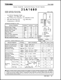 2SA1680 datasheet: Silicon PNP transistor for power amplifier and power switching applications 2SA1680