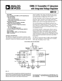 AD6122 datasheet: CDMA 3 V Transmitter IF Subsystem with Integrated Voltage Regulator AD6122