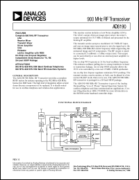 AD6190 datasheet: 900 MHz RF Transceiver AD6190