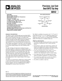 AD642 datasheet: Precision, Low Cost Dual BiFET Op Amp AD642