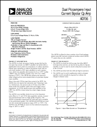 AD706 datasheet: Dual Picoampere Input Current Bipolar Op Amp AD706