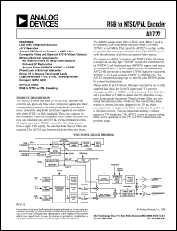 AD722 datasheet: RGB to NTSC/PAL Encoder AD722