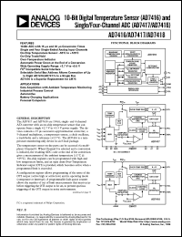 AD7418 datasheet: Single-Channel, 10-Bit ADC with On-Chip Temperature to Digital Converter, I<sup>2</sup>C, ±1°C Accuracy AD7418