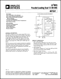 AD7547 datasheet: Dual 12-Bit CMOS DAC with Parallel Load Input Structure AD7547