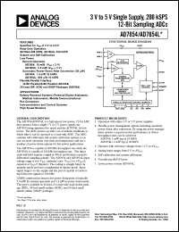 AD7854 datasheet: 3 V to 5 V Single Supply, 200 kSPS, 12-Bit, Parallel Sampling ADC AD7854