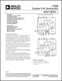 AD7871 datasheet: CMOS, Complete 14-Bit, Sampling ADC with 3 data output formats. AD7871