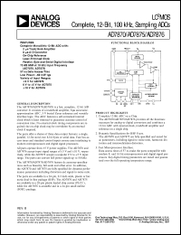 AD7875 datasheet: CMOS, Complete 12-Bit 100 kHz, Sampling ADC with Uni 5V Input Range AD7875