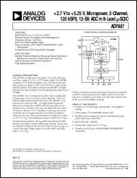 AD7887 datasheet: 2.7V to 5.25 V, Micro Power, Dual-Channel, 125 kSPS, 12-Bit ADC in 8-Pin SOIC AD7887