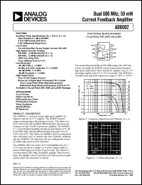 AD8002 datasheet: Dual 600 MHz, 50 mW Current Feedback Amplifier AD8002