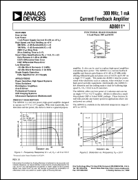 AD8011 datasheet: 300 MHz, 1 mA Current Feedback Amplifier AD8011