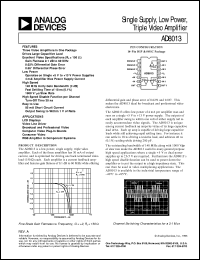 AD8013 datasheet: Single Supply, Low Power, Triple Video Amplifier AD8013