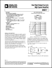 AD8017 datasheet: Low Cost, High Output Current, High Output Voltage Line Driver AD8017