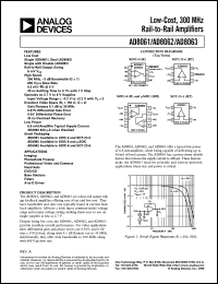 AD8061 datasheet: Low Cost, Single, 300MHz Rail-to-Rail Amplifiers AD8061