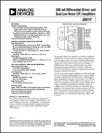 AD816 datasheet: 500mA Differential Driver and Dual Low Noise Amplifier for the AD20msp910 chipset AD816