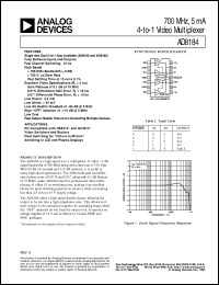 AD8184 datasheet: 700 MHz, 5 mA 4-to-1 Video Multiplexer AD8184