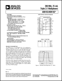 AD8185 datasheet: 310 MHz, 25 mA, Triple 2:1 Multiplexers AD8185