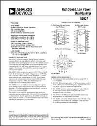 AD827 datasheet: High Speed, Low Power Dual Op Amp AD827