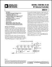 AD8314 datasheet: 2.5 GHz, 45 dB Logarithmic Detector AD8314