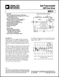 AD8321 datasheet: High Performance Line Driver Featuring 54 dB Of Digitally Controlled Variable Gain AD8321