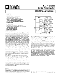 AD8400 datasheet: Single-Channel Digital Potentiometer AD8400