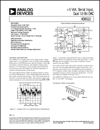 AD8522 datasheet: +5 Volt, Serial Input, Dual 12-Bit DAC AD8522