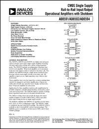 AD8591 datasheet: Single, CMOS Single Supply Rail-to-Rail Input/Output Operational Amplifier with +/-250 mA output Current and a Power-Saving Shutdown Mode AD8591