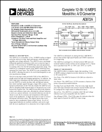 AD872A datasheet: Complete 12-Bit 10 MSPS Monolithic A/D Converter AD872A