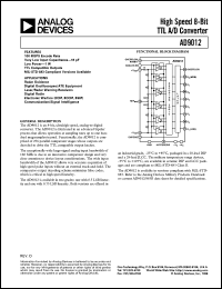 AD9012 datasheet: High Speed 8-Bit TTL A/D Converter AD9012