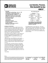 AD9618 datasheet: Low Distortion, Precision, Wide Bandwidth Op Amp AD9618