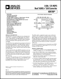 AD9709 datasheet: 8-Bit, 125 MSPS Dual TxDAC+® D/A Converter AD9709