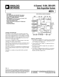 AD974 datasheet: 4-Channel, 16-Bit, 200 kSPS Data Acquisition System AD974