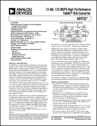 AD9752 datasheet: 12-Bit, 100 MSPS+ TxDAC® D/A Converter AD9752