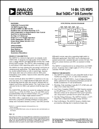 AD9767 datasheet: 14-Bit, 125 MSPS Dual TxDAC+® AD9767