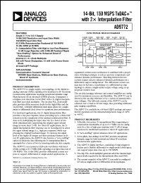 AD9772 datasheet: 14-Bit, 150 MSPS TxDAC+®  with 2 X Interpolation Filter AD9772