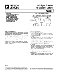 AD9801 datasheet: 10-Bit, 18 MSPS 1-Channel CCD Processor for Digital Still Camera and Video Conferencing Applications AD9801