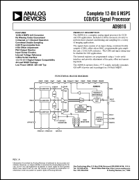 AD9816 datasheet: Complete 12-Bit 6 MSPS CCD/CIS Signal Processor AD9816