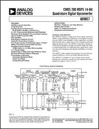 AD9857 datasheet: CMOS 200 MSPS 14-Bit Quadrature Digital Upconverter AD9857