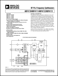 ADF4111 datasheet: Single, Integer-N, 1.2 GHz PLL With Programmable Prescaler And Charge Pump ADF4111