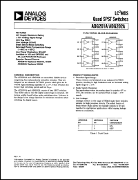 ADG201A datasheet: 60 Ohm, Quad SPST Switch (Normally Closed Switches, DG201A replacement) ADG201A
