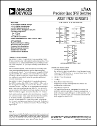 ADG411 datasheet: 25 Ohm, Quad SPST (4NC) Switches   (DG411 replacement) ADG411