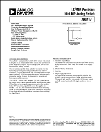 ADG417 datasheet: 25 Ohm, Single SPST Switch (DG417 replacement) ADG417