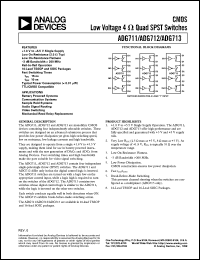 ADG713 datasheet: 2.5 Ohm, Low Voltage, Ultra-low Leakage, Quad SPST (2NO/2NC) Switch in TSSOP ADG713