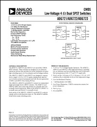 ADG721 datasheet: 4 Ohm, Low Voltage Dual SPST (2NC) Switch on 8-ld uSOIC ADG721