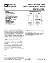 ADG728 datasheet: CMOS, Low Voltage, 2 Wire, Serially Controlled Single 8 to 1 Matrix Switch ADG728