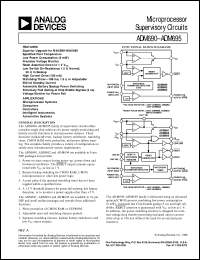ADM692 datasheet: Microprocessor Supervisory Circuits ADM692