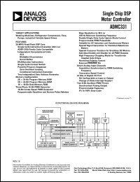 ADMC331 datasheet: Single Chip DSP Based Motor Controller ADMC331