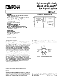 ADP3330 datasheet: High Accuracy Ultralow I(Q), 200 mA, SOT-23, anyCAP®  Low Dropout Regulator ADP3330