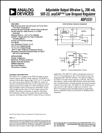 ADP3331 datasheet: High Accuracy, Ultra-Low Quiescent Current LDO; SOT-23 ADP3331